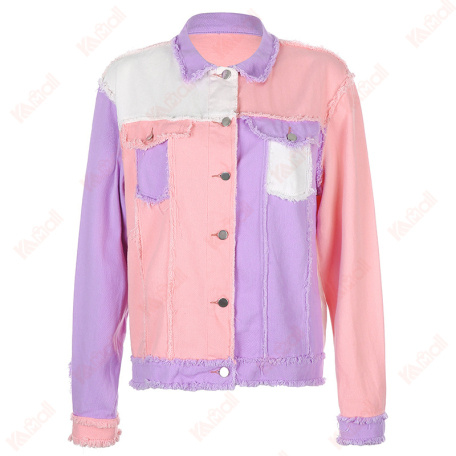 pink cotton straight denim jacket